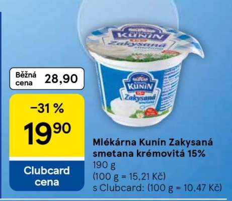 Mlékárna Kunín Zakysaná smetana krémovitá 15%