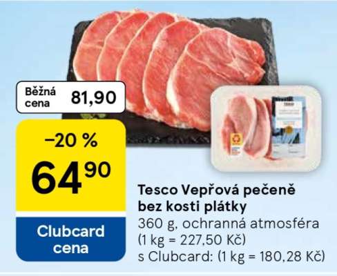 Tesco Vepřová pečeně bez kosti plátky
