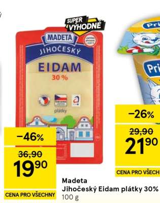 Madeta Jihočeský Eidam plátky 30%