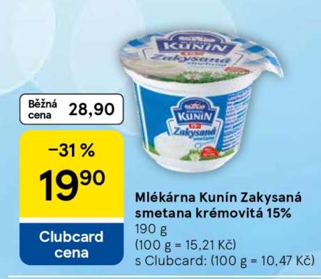 Mlékárna Kunín Zakysaná smetana krémovitá 15%