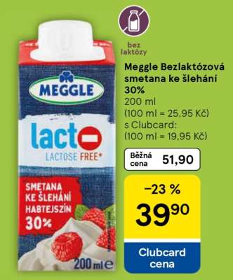 Meggle Bezlaktózová smetana ke šlehání 30%