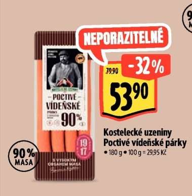 Kostelecké uzeniny Poctivé vídeňské párky