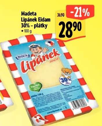 Madeta Lipánek Eidam 30% - plátky