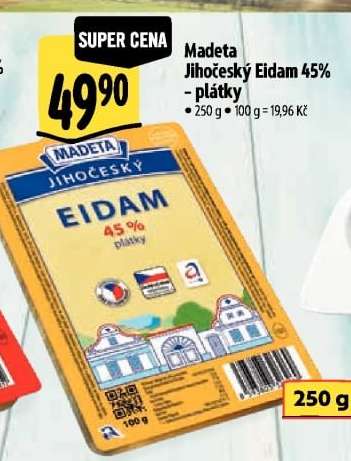 Madeta Jihočeský Eidam 45% - plátky