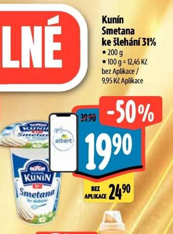 KUNÍN SMETANA KE ŠLEHÁNÍ 31 %