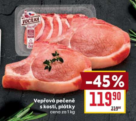 Vepřová pečeně s kostí, plátky
