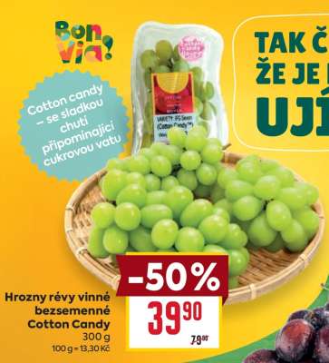Hrozny révy vinné bezsemenné Cotton Candy