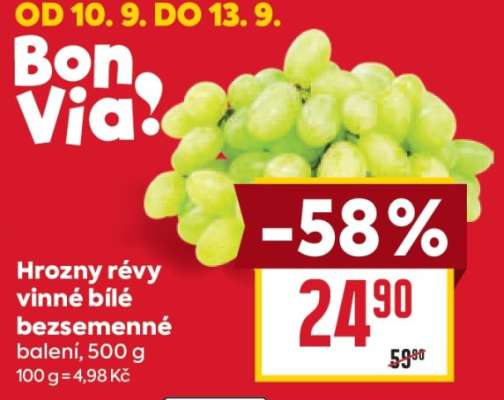 Hrozny révy vinné bílé bezsemenné