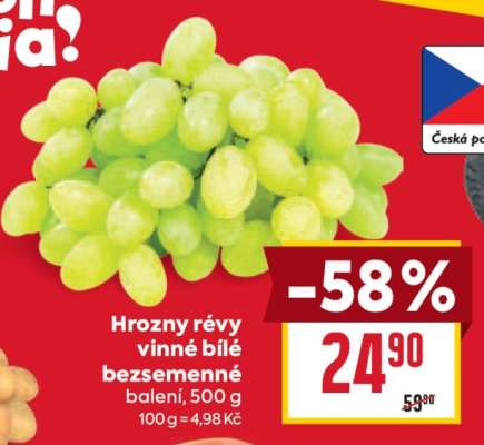 Hrozny révy vinné bílé bezsemenné