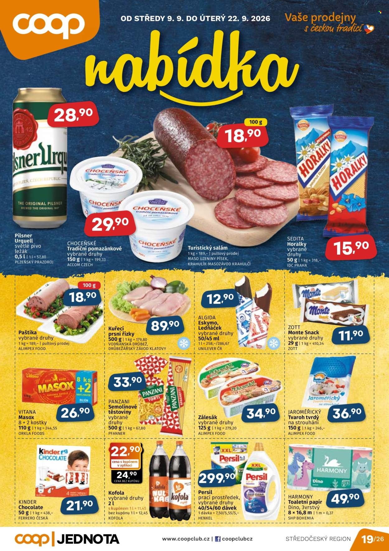 Leták coop JEDNOTA - 9.9.2026 - 22.9.2026. Strana 1