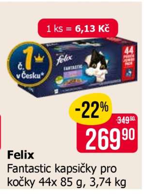 Felix Fantastic kapsičky pro kočky 44x 85 g, 3,74 kg