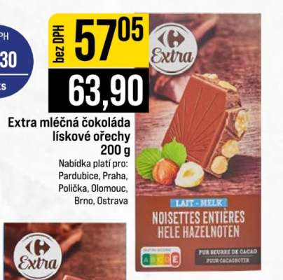 Extra mléčná čokoláda lískové ořechy