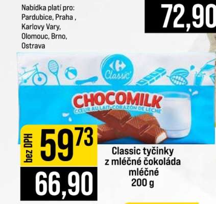 Classic tyčinky z mléčné čokoláda
