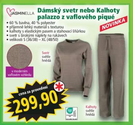 Dámský svetr nebo Kalhoty palazzo z vaflového piqué