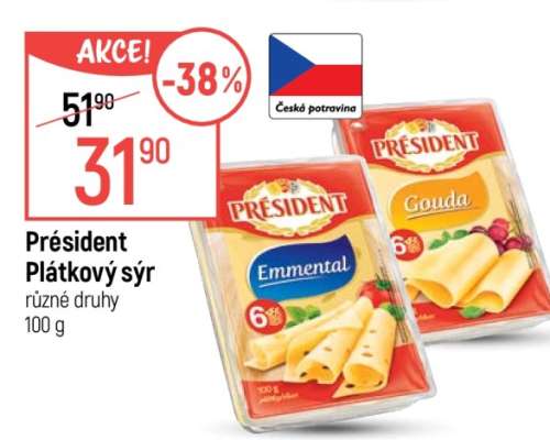 Président plátkový sýr