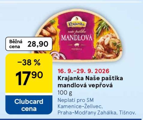 Krajanka Naše paštika mandlová vepřová