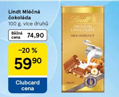 Lindt mléčná čokoláda