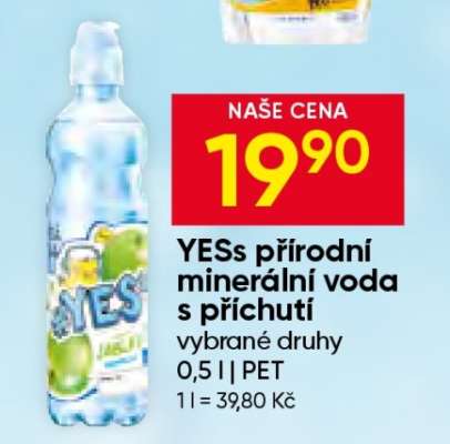 YESs přírodní minerální voda s příchutí