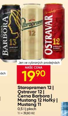 Staropramen 12 | Ostravar 12 | Cerna Barbora | Mustang 12 Hořký | Mustang 11