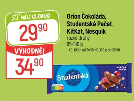 Orion Čokoláda, Studentská Pečeť, KitKat, Nesquik