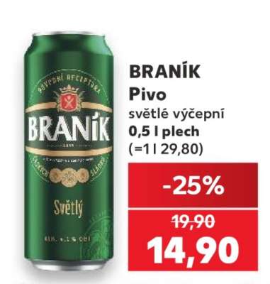 BRANÍK Pivo světlé výčepní 0,5 l plech